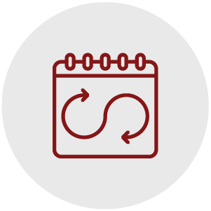 Icon of a calendar with a loop